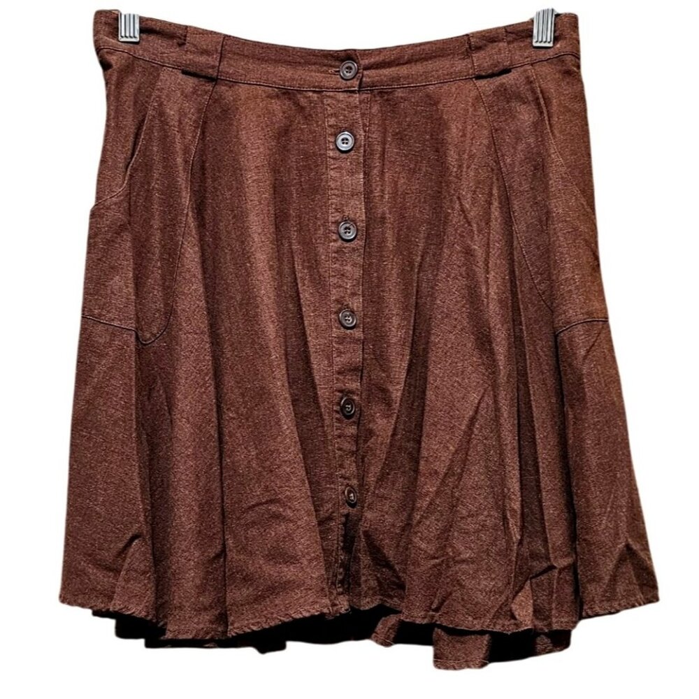 Brown Button-Front Skirt L/G By Boutique XXI